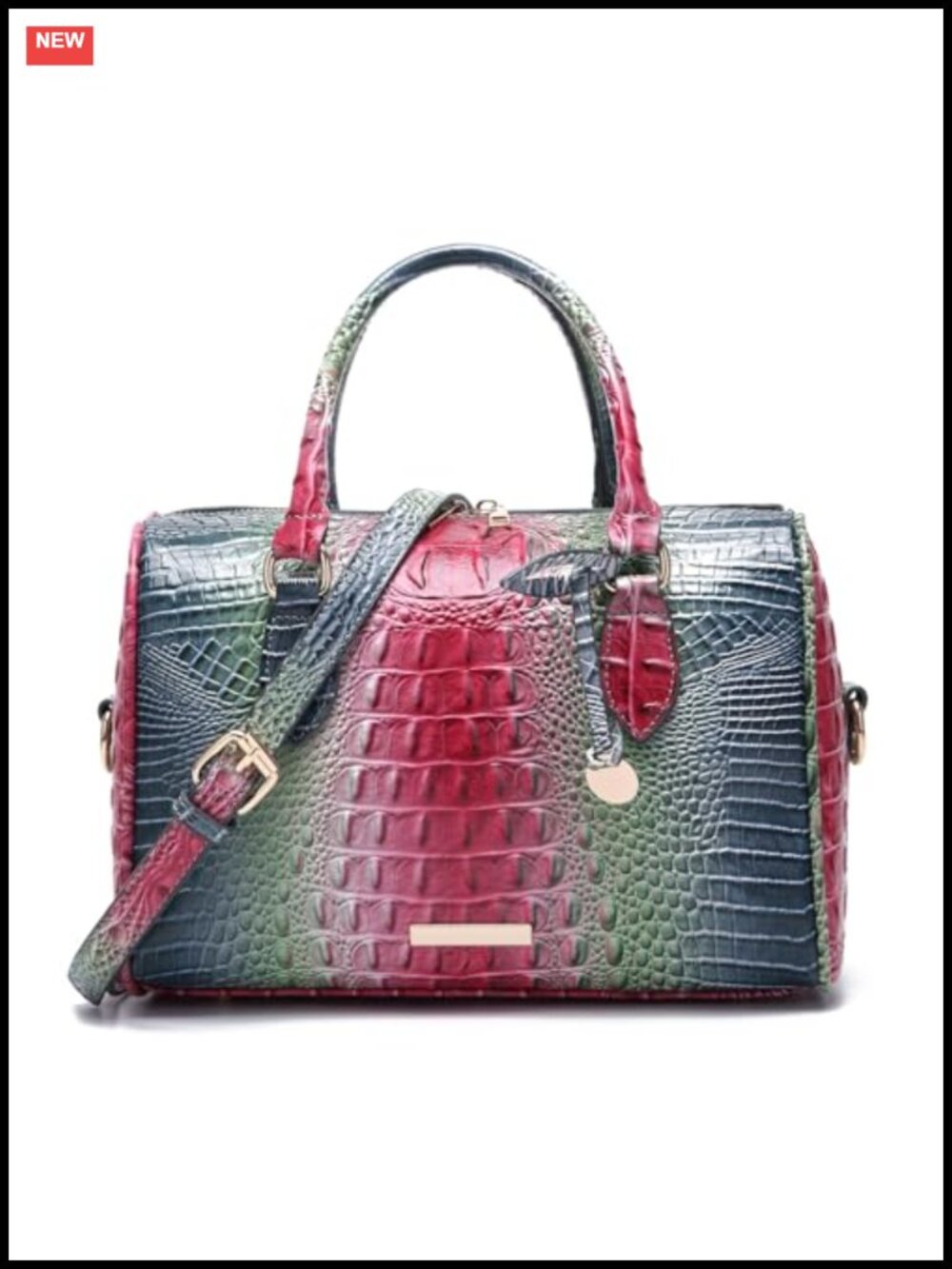 Vegan Leather Crocodile Embossed Satchel Tote Bag Top Handle Shoulder Purse